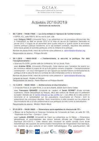Séminaire de l'Observatoire collaboratif du terrorisme, de l'antiterrorisme et des violences