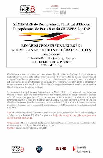 Séminaire IEE-LabToP Regards croisés sur l'Europe : Nouvelles approches et débats actuels