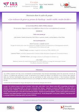 Table ronde dans le cadre du projet « Les violences de genre au prisme du handicap : rendre visible, rendre dicible »