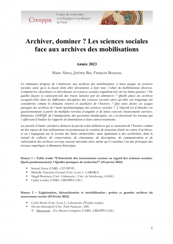 Archiver, dominer ? Les sciences sociales face aux archives des mobilisations