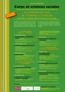 Affiche 2025-2026 du séminaire Corps et sciences sociales